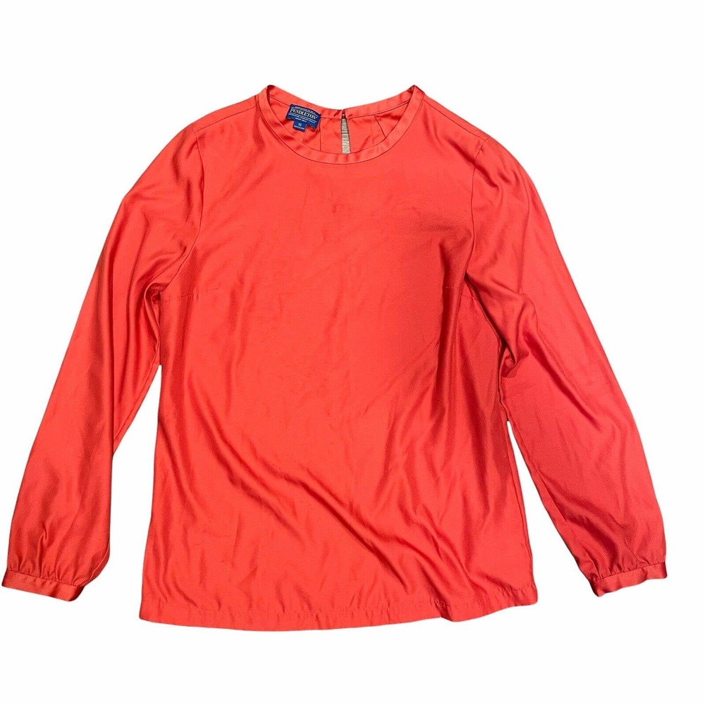 Pendleton Collarless Red Pullover Button Cuff Blo… - image 1